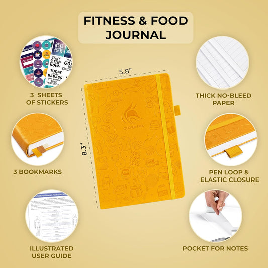 Clever Fox Fitness & Food Journal – Nutrition & Workout Planner for Women & Men – Diet & Gym Exercise Log Book with Calendars, Diet & Training Trackers - Undated, A5 Size, Hardcover (Forest Green)