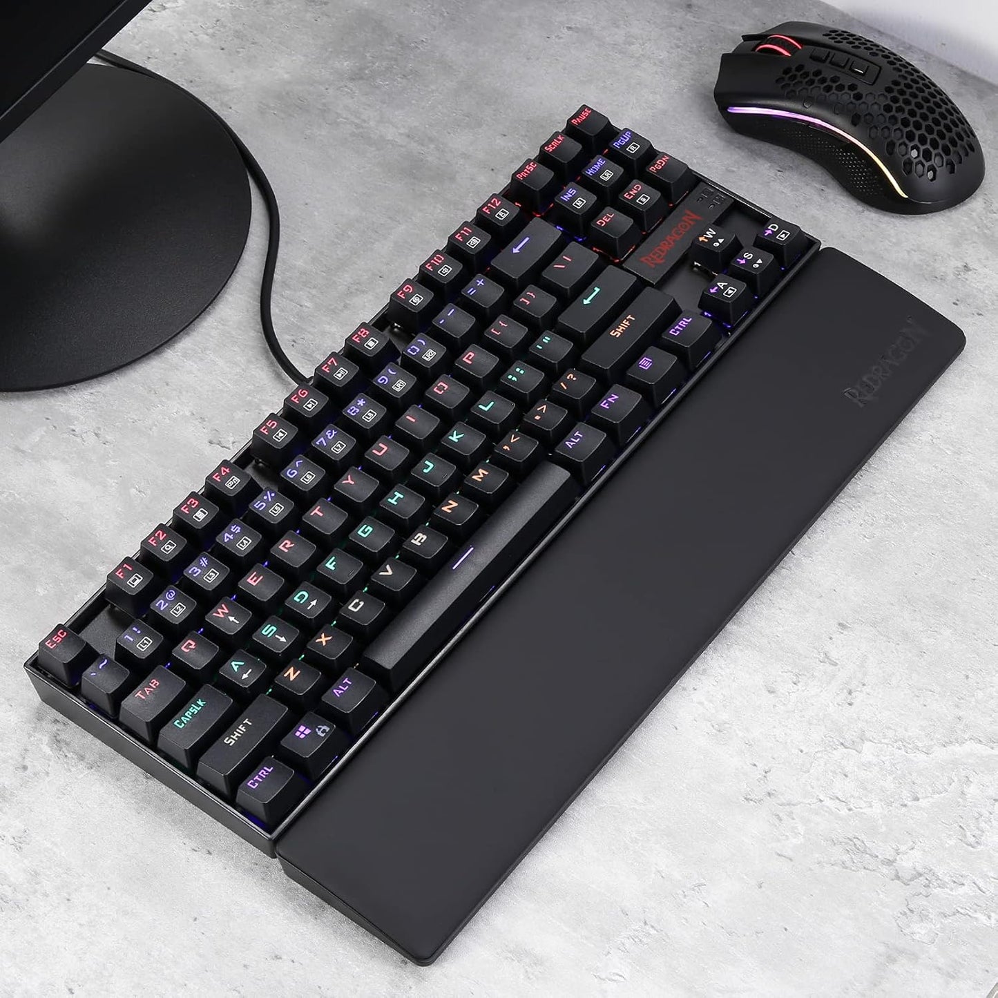 Redragon P037 Meteor L Computer Keyboard Wrist Rest Pad, Ergonomic Soft Memory Foam Wrist Support w/Anti-Slip Rubber Base, 100% 104 Keys Standard Size 17.12 x 2.87 in, 0.78 inch (20mm) Height, Black