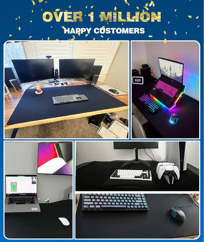 KTRIO Large Gaming Mouse Pad Desk Mat, Superior Micro-Weave Cloth for Precise Mouse Control, Non-Slip Rubber Base, Stitched Edges, Water-Resistant, for Gamer, Office & Home, 31.5" x 11.8" inches