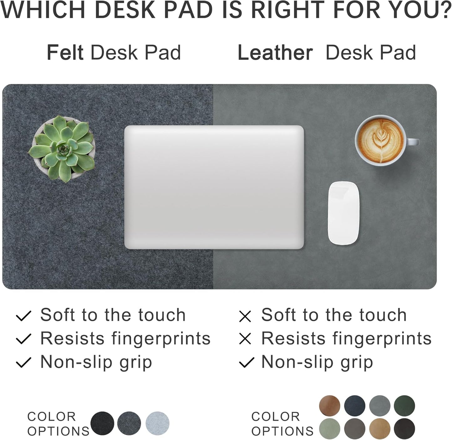Felt Desk Mat,Large Mouse Pad Desk Mat for Office & Home,Non-Slip Desk Blotter,Felt Desktop Mat for Laptop,Computer,Writing 27.6"x13.8" Dark Gray