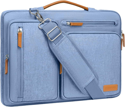 MOSISO 360 Protective Laptop Shoulder Bag,15-15.6 inch Computer Bags Compatible with MacBook Pro 16 inch, HP, Dell, Lenovo, Asus Notebook,Side Open Messenger Bag with 4 Zipper Pockets, Gray