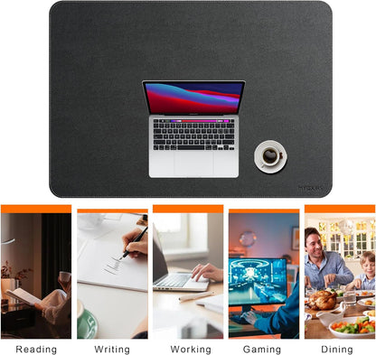 Mydours 40" x 20" Extra Large Desk Mat, PU Leather & Cork Desk Pad, Large XXL Desk Mouse Pad for Workstation, Office, Home, Computer Desk Mat with Keyboard & Mouse (Black)
