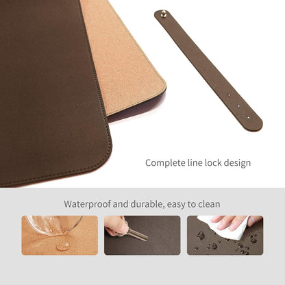 RENMTURE Dual-Sided Mouse Pad, Natural Cork & PU Leather Large Desk Pad for Office and Home Work, Desk Protector Non-Slip, Waterproof, Easy Clean (Olive Green, 32"x16")