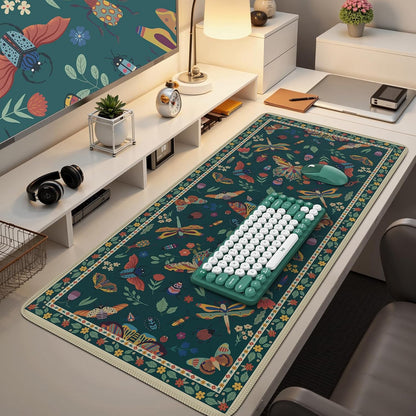 iCasso Desk Cover Mat, Office Mouse Pad, Desk Protector Mat, Extra Large Matt for Desktop,Anti-Slip XXL Big Mousepad with Stitched Edges for Computer Keyboard Retro Black - Colors B