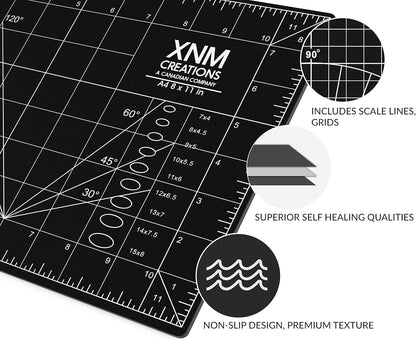 XNM Premium Self Healing Cutting Mat - 18 Inches by 24 inches - A2, 3 Layer Quality PVC Construction - Dual Sided, Imperial and Metric Grid Lines - Perfect for Cutting, Sewing, and Crafts