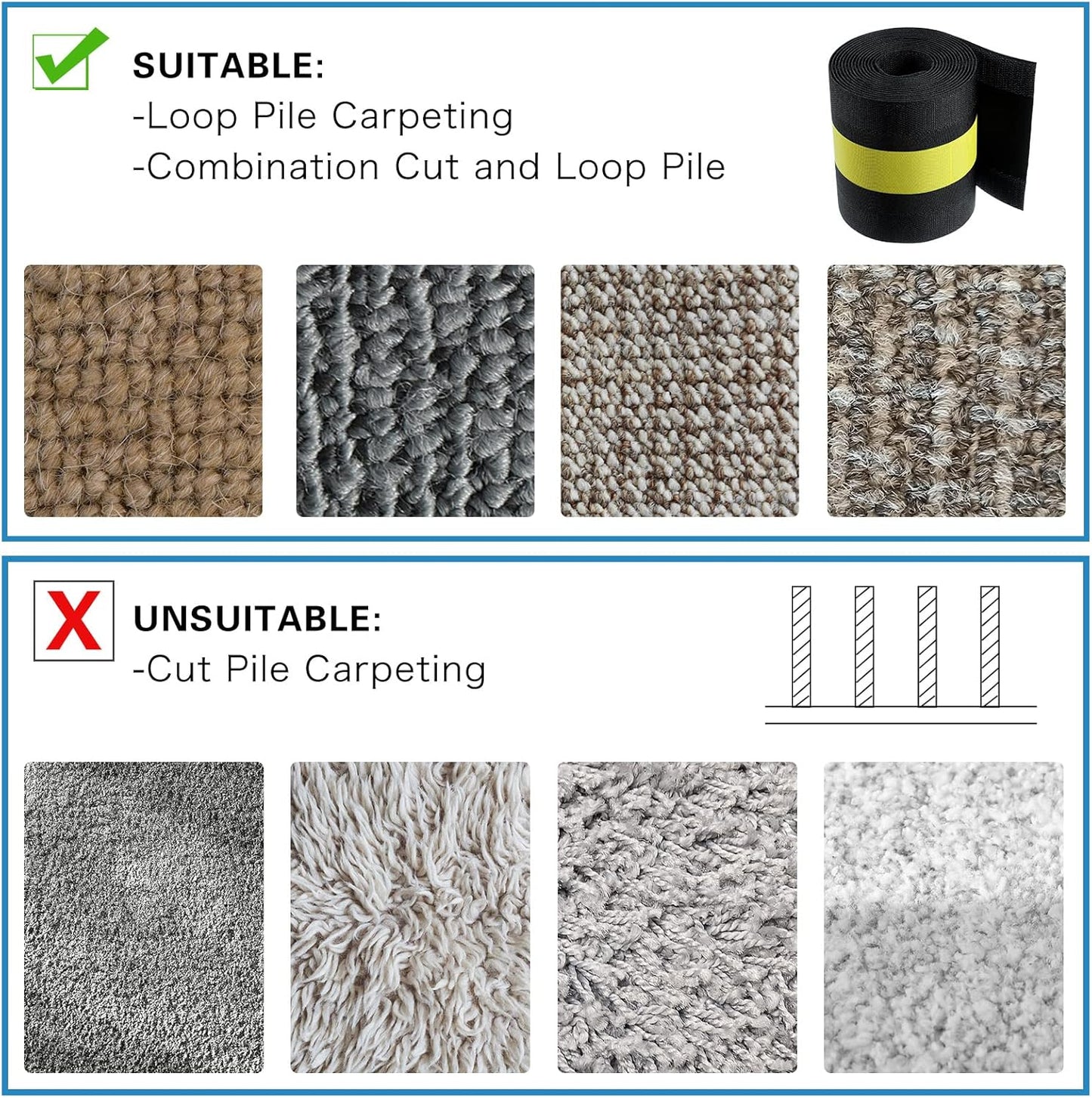WILLBOND Carpet Cord Cover Cable Protector Floor Cover Cable Protector Management Only for Commercial Office Carpet(19.69 ft,Black)