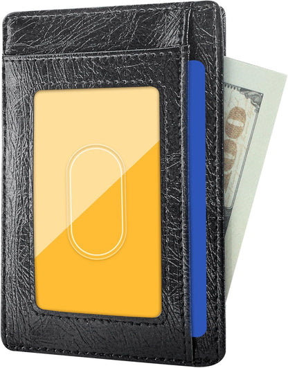 Travelambo Slim Wallet Front Pocket Minimalist Leather RFID Blocking Medium Size