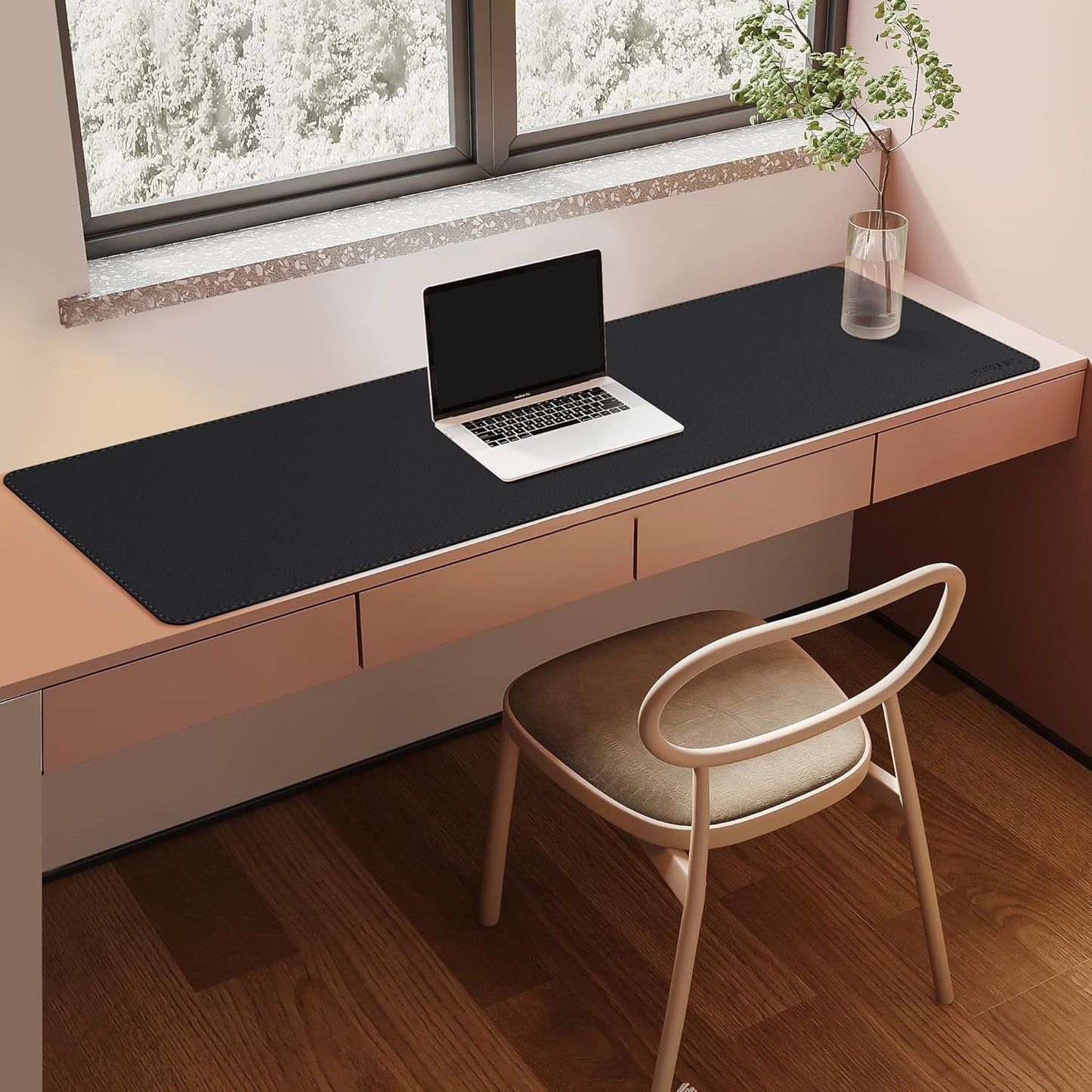 Mydours 40" x 20" Extra Large Desk Mat, PU Leather & Cork Desk Pad, Large XXL Desk Mouse Pad for Workstation, Office, Home, Computer Desk Mat with Keyboard & Mouse (Black)
