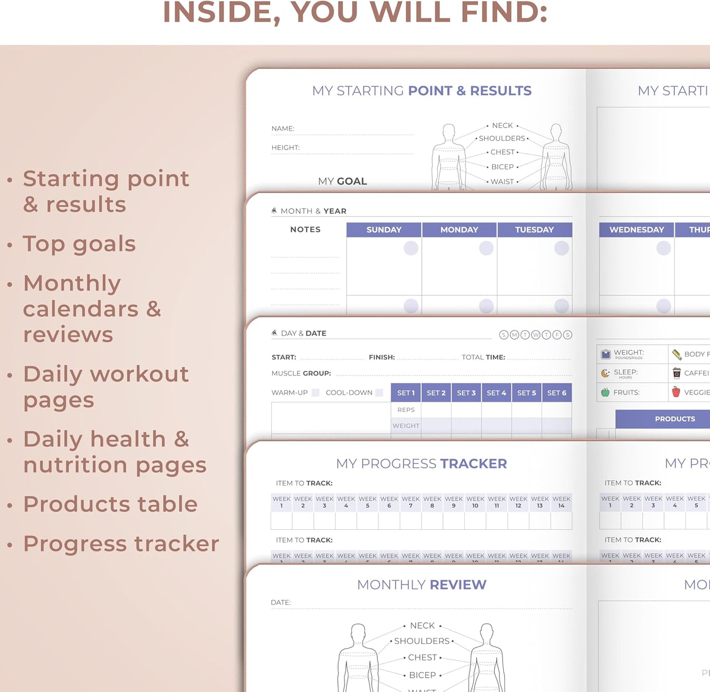 Clever Fox Fitness & Food Journal – Nutrition & Workout Planner for Women & Men – Diet & Gym Exercise Log Book with Calendars, Diet & Training Trackers - Undated, A5 Size, Hardcover (Forest Green)