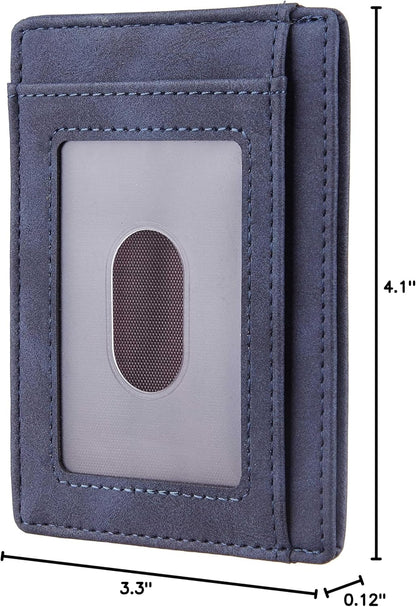 Travelambo Slim Wallet Front Pocket Minimalist Leather RFID Blocking Medium Size