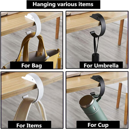 2PCS Purse Hook for Table Purse Hanger for Desk Portable Desk Bag Hook Non-slip Purse Holder for Table High-Strength Alloy Material for Durability Hangers for Table for Heavy Loads((Black and Gray)
