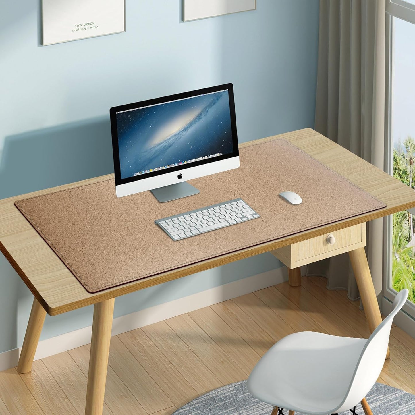 Mydours 40" x 20" Extra Large Desk Mat, PU Leather & Cork Desk Pad, Large XXL Desk Mouse Pad for Workstation, Office, Home, Computer Desk Mat with Keyboard & Mouse (Black)