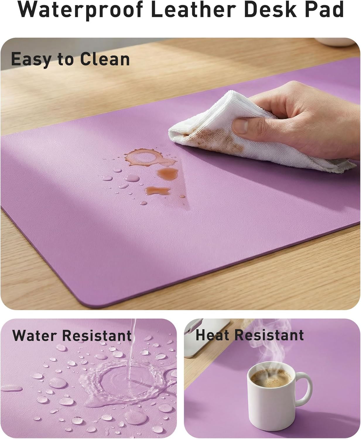 Aothia Leather Desk Pad Protector, Mouse Pad, Office Desk Mat, Non-Slip PU Leather Desk Blotter, Laptop Desk Pad, Waterproof Desk Writing Pad for Office and Home (Brown,23.6" x 13.7") - Colors B