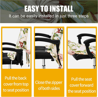 Smiry Stretch Printed Office Chair Armrest Covers, 2 Pcs Soft Fit Removable Washable Computer Desk Chair Arm Covers Protector, Black