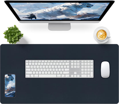 Bloss Leather Desk Pad and Keyboard Wrist Rest, Large Mouse Pad + Keyboard Pad+Mouse Wrist Support, Non-Slip Desk Mat Protector for Office, Home(31.5×15.7 Inches,Beige) - Colors A