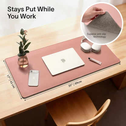 Nordik Felt and Leather Desk Mat - Willow Haze Sage - 35x17 Inch Felt and Vegan Leather Desk Blotter with Document Hideaway - Large Computer Mats for Desktop - Ideal Keyboard Mat for Office and Home