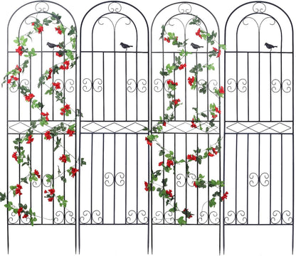 2 Pack 70.8" H x 19.7" W Metal Garden Trellis with Black Coating, Wire Lattice Grid Panel for Climbing Plants Outdoor Roses Vine Cucumbers Vegetables Flower Support (70.8" H, 2 Pack)