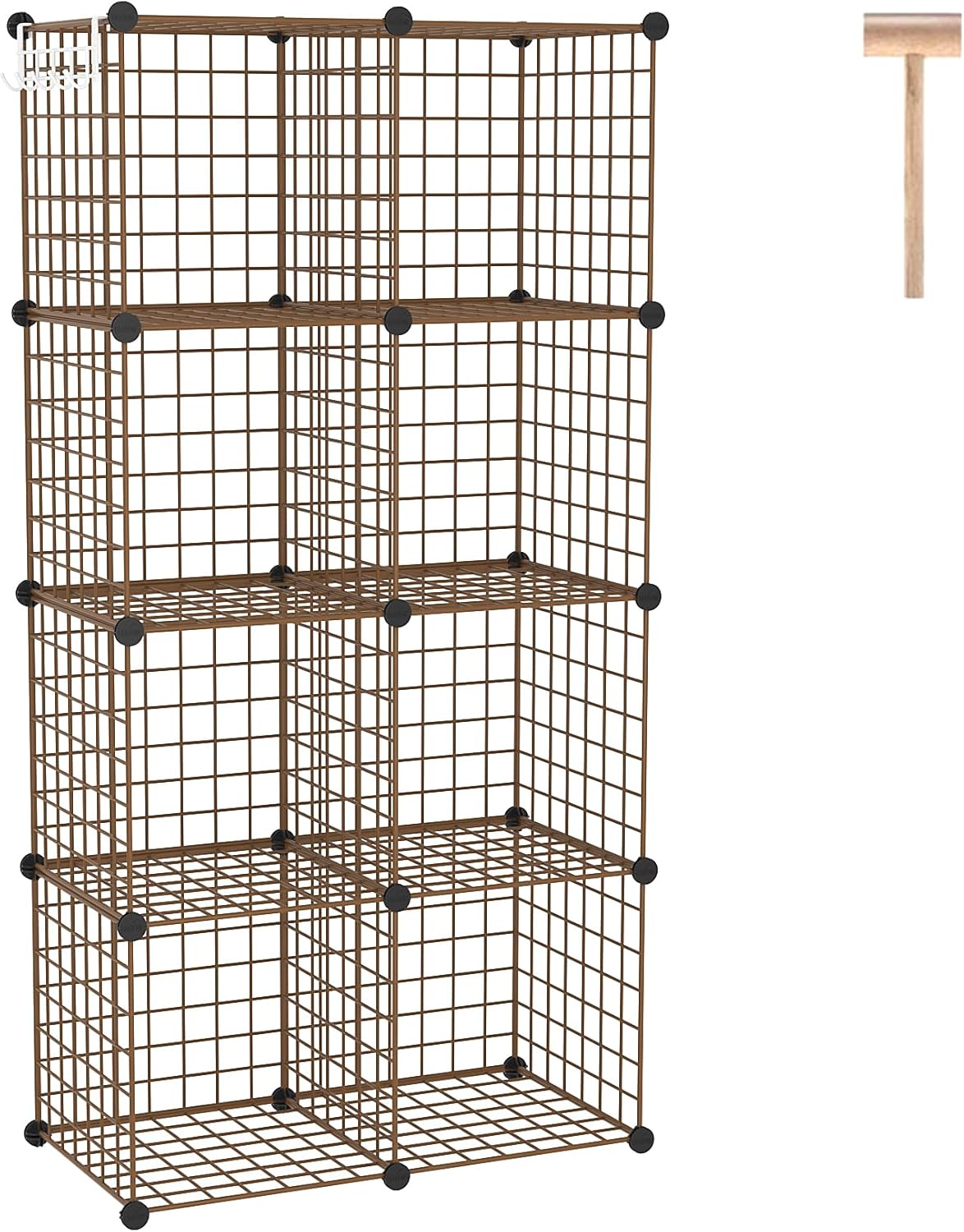 C&AHOME Wire Cube Storage, 6 - Cube Organizer Metal C Grids, Modular Shelves Units, Storage Bins Shelving, Closet Organizer, Ideal for Home, Office, Living Room, 36.6”L x 12.4”W x 36.6”H Black
