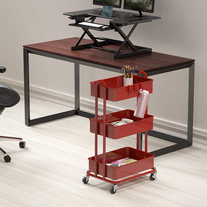 Simple Houseware 3-Tier Heavy Duty Metal Utility Rolling Cart, White