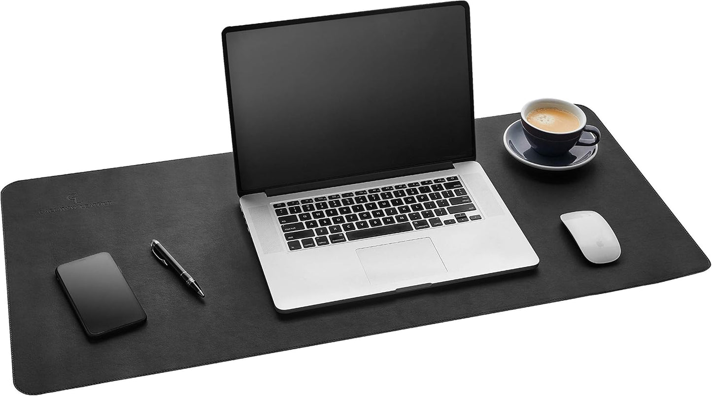 Gallaway Leather Desk Mat, Office Writing Desk Pad, Large 36" x 17" Dark Brown, for Top of Desks, Gift Ready Elegant Computer Desk Cover Protector PU Leather