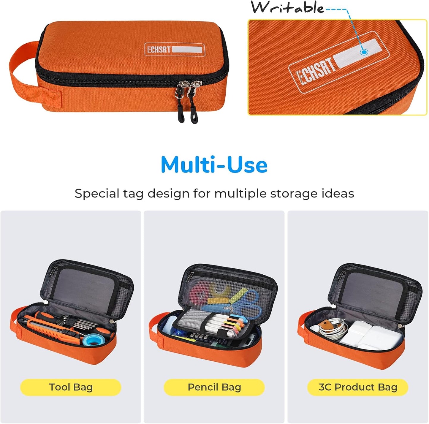ECHSRT Large Pencil Case, Aesthetic Pen Pouch with Big Capacity, Minimalist Portable Stationery Bag with Handle for Office Organizer Aesthetic Pencil Cases