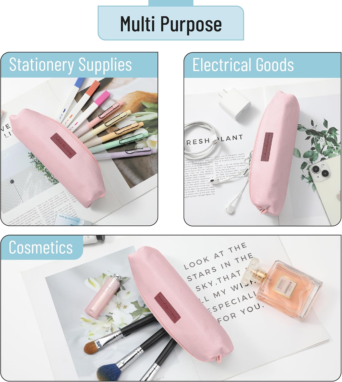 Mr. Pen- Cute Pencil Case Pouch, Multipurpose Canvas Bible Pencil Pouch, Smooth Zipper, Premium Material, Neat Stitches, Ideal for Stationery, Cosmetics, Electronics, School, Office, Travel