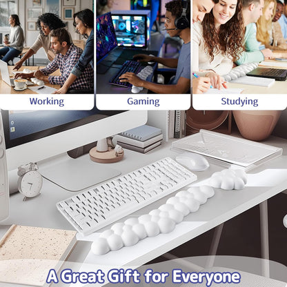 Sushret Cloud Wrist Rest for Keyboard and Mouse, Memory Foam PU Leather Keyboard Wrist Rest with Ergonomic Support, Non-Slip Base, Cute Arm Rest Pad & Palm Cushion, Office Desk Accessory, Purple