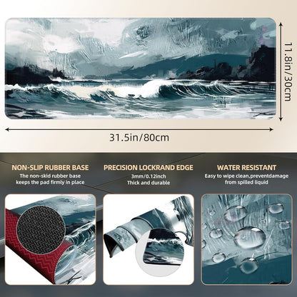 Galdas Mouse Pad For Gaming,Forest Background Pattern XXL XL Large Mouse Mat Long Extended MousePad Desk Mat Non-Slip Rubber Mice Pads Stitched Edges Thin (31.5 x 11.8 x 0.12 Inches) Tree