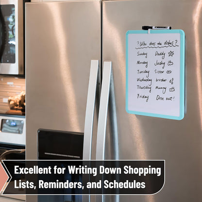Mr. Pen- Dry Erase Board, 14” x 11” with a Black Dry Erase Marker, White Frame, Small Mini White Board for Students, Fridge, Wall, Locker, Includes Double Sided Tapes
