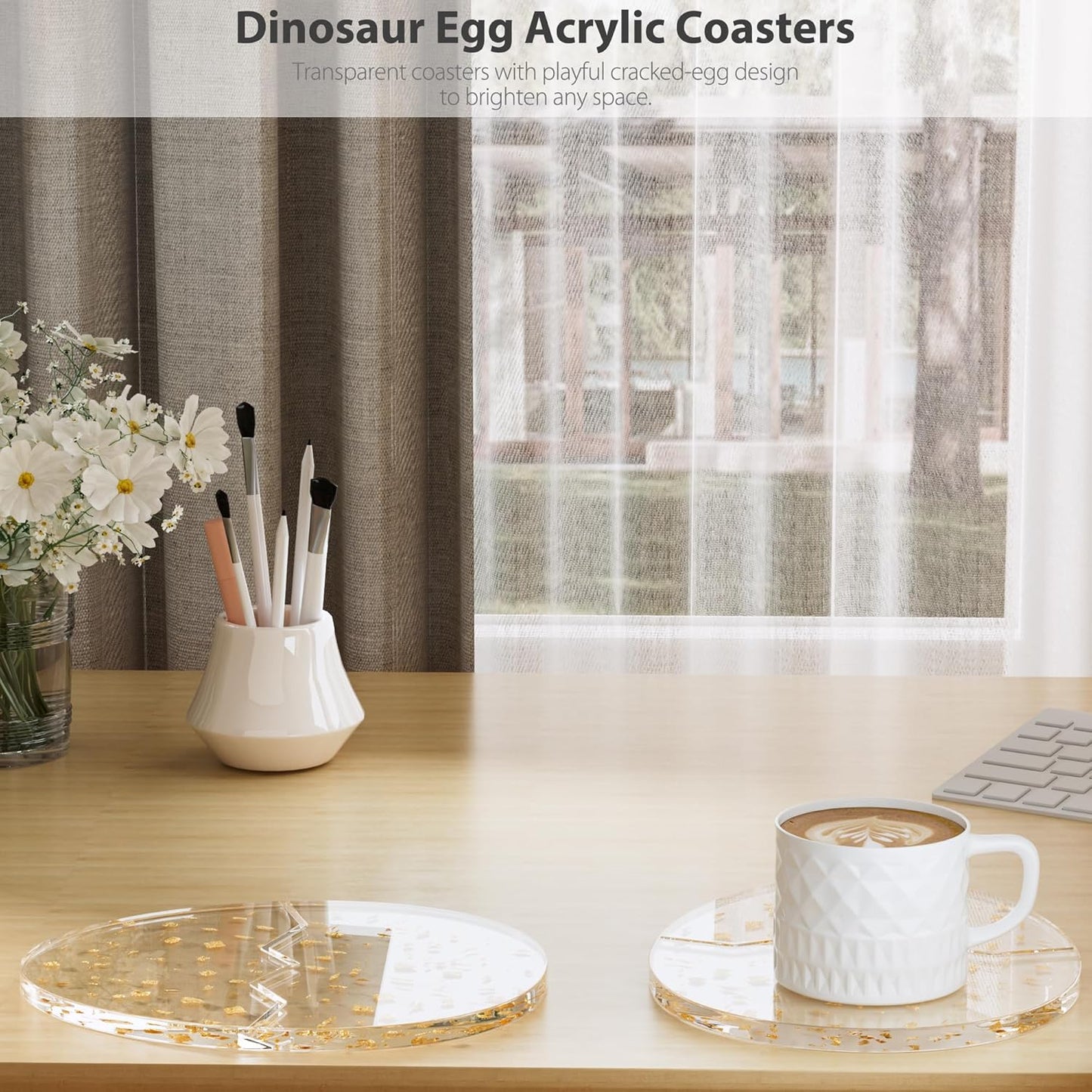 Acrylic Coaster Decorative Plates, Irregular Bar Drink Coaster, Clear Cloud Shape Coffee Cup Coaster, Perfect for Tabletop Protection and Accessories Display.(Gold)