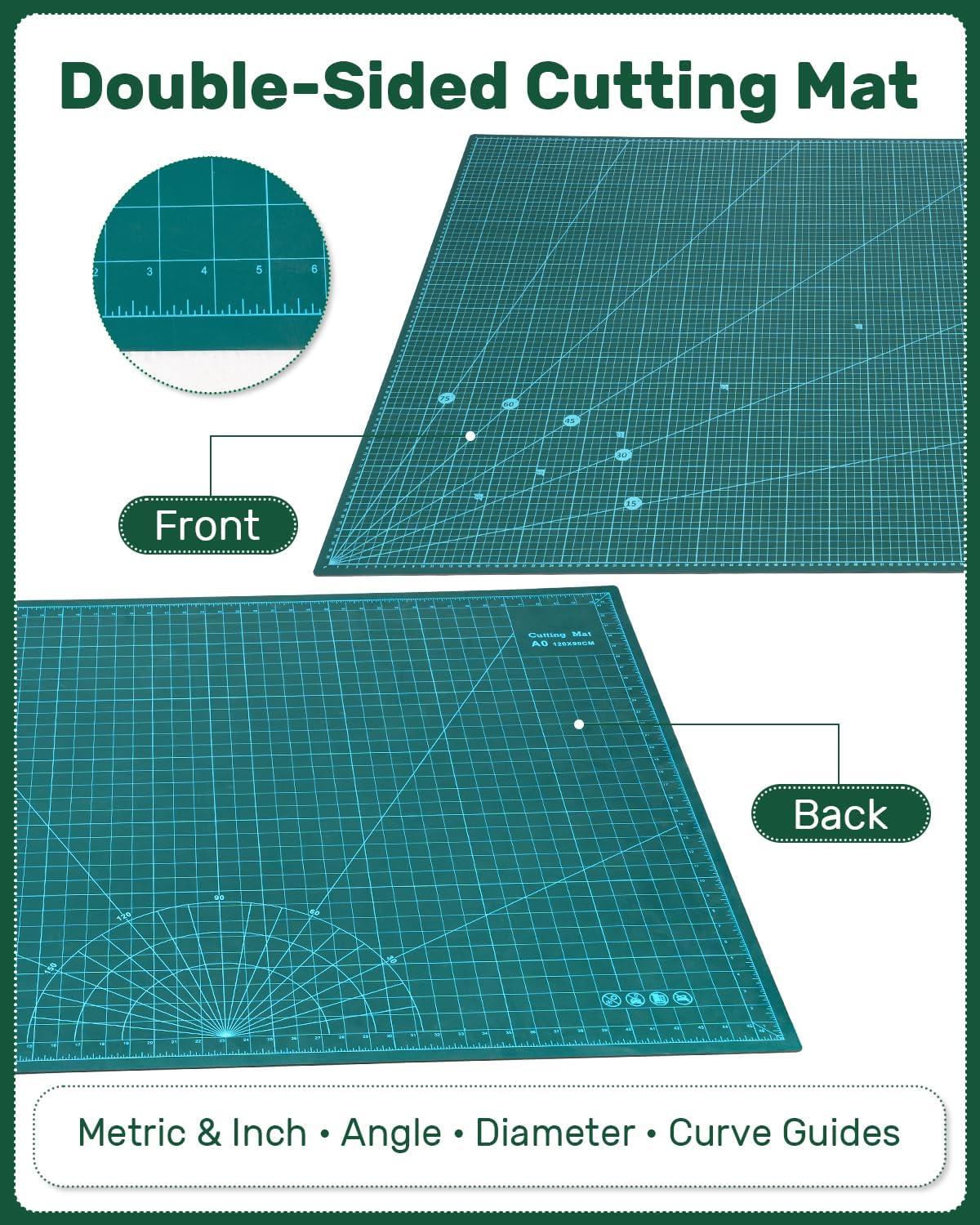 Self Healing Cutting Mat, 17" x 23", Double-Sided Rotary Cutting Mat for Sewing, Quilting, Scrapbooking & Craft, Large Craft Cutting Board for Hobby Use(A2)