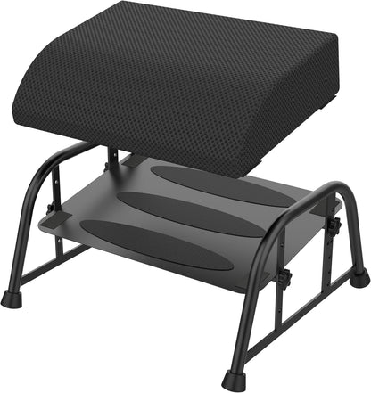 Under Desk Footrest with Memory Foam,Adjustable 10-Level Ergonomic Foot Rest for Office & Gaming Desk for Leg Rest,Reinforced Metal Frame,Non-Slip Base Extra Large（Black No Baseplate