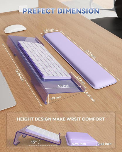 Laborio Computer Keyboard Stand for Desktop, Keyboard Riser Wrist Rest Holder for Easy Typing, Office Desk, Home, School Accessories(Coffee)