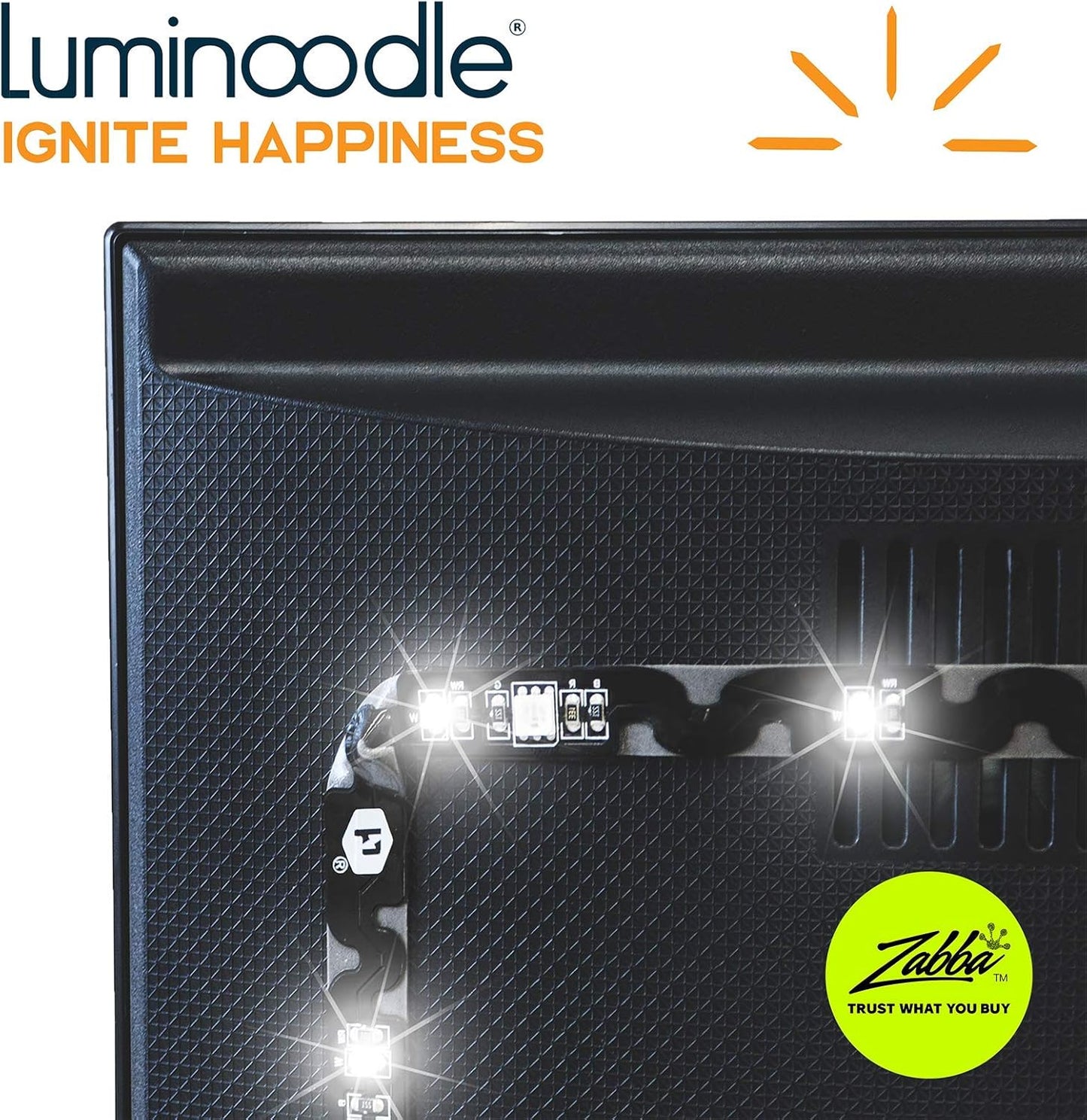 Luminoodle Color Bias Lighting, USB TV and Monitor Backlight LED Strip Lights Kit with Dimmer, Remote - 6.6 ft for 24" to 60" TV - Medium