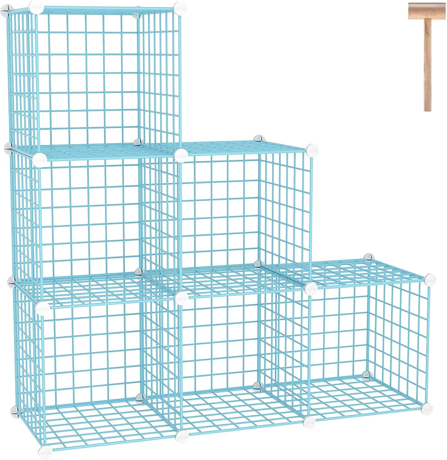 C&AHOME Wire Cube Storage, 6 - Cube Organizer Metal C Grids, Modular Shelves Units, Storage Bins Shelving, Closet Organizer, Ideal for Home, Office, Living Room, 36.6”L x 12.4”W x 36.6”H Black