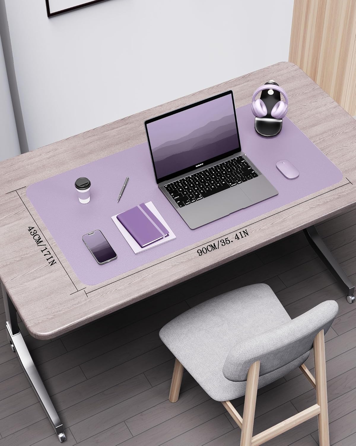 YSAGi Double-Sided Desk Pad, 31.5"x15.7"Leather Desk Mat, Eco Cork Desk Pad Protector,Large Mouse Pad,Waterproof Desk Blotter for Office/Home(Coffee)