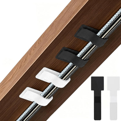 80Pcs Hook and Loop Cable Ties Under Desk Cable Management Adhesive Strips for Cord Hider Wire Organizer Computer Accessories for Desk Home Office Organization Essentials - 40 Black + 40 White