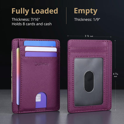 Buffway Slim Minimalist Front Pocket RFID Blocking Leather Wallets for Men and Women - Carbon Fiber Black - Colors B