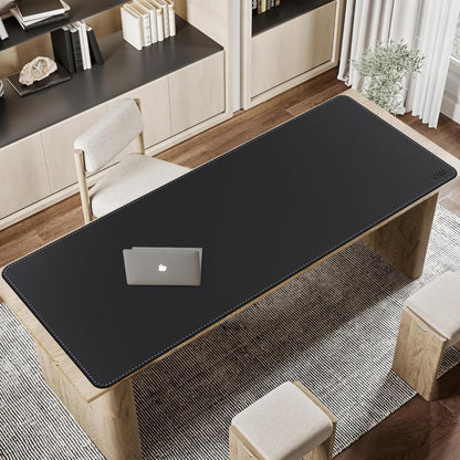 Vyaaa PU Leather & Cork Desk Mat, 39.4"x15.7" Dual Sided Computer Desk mat, Waterproof Large Mouse Pad, Non-Slip Office Desk pad, Office Desk Protector for Work/Gaming/Home (Black)