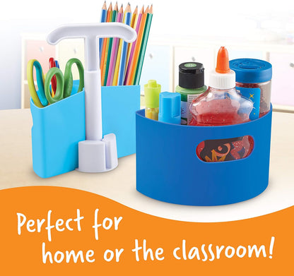 Learning Resources Create-a-Space Storage Mini Center Blue - Desk Caddy Organizer for Kids, Art Supplies Classroom Organizer, Homeschool Supply Organizers and Classroom Storage, Marker Holder