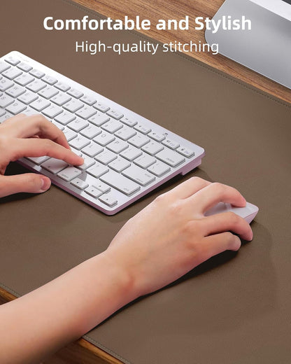 AFIING Desk Pad Protector 23.6" x 13.7" - Non-Slip Waterproof PU Leather Desk Mat for Mouse, Keyboard, Laptop, Office and Home Workspace (Beige)