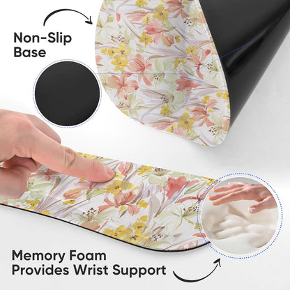 RICHEN Keyboard Wrist Rest and Mouse Pad with Wrist Support, Memory Foam Set for Gaming and Office, Comfortable & Lightweight for Easy Typing & Pain Relief (White Butterflies)