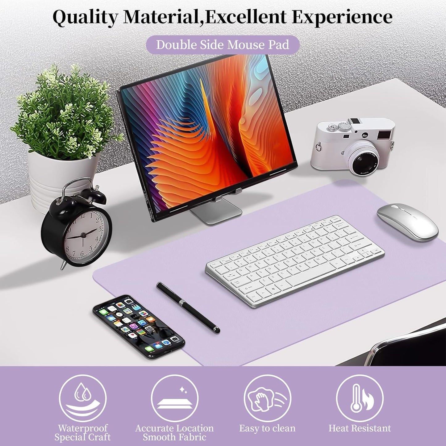 Bloss Leather Desk Pad and Keyboard Wrist Rest, Large Mouse Pad + Keyboard Pad+Mouse Wrist Support, Non-Slip Desk Mat Protector for Office, Home(31.5×15.7 Inches,Beige) - Colors A