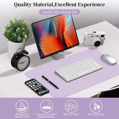 Bloss Leather Desk Pad and Keyboard Wrist Rest, Large Mouse Pad + Keyboard Pad+Mouse Wrist Support, Non-Slip Desk Mat Protector for Office, Home(31.5×15.7 Inches,Beige) - Colors A