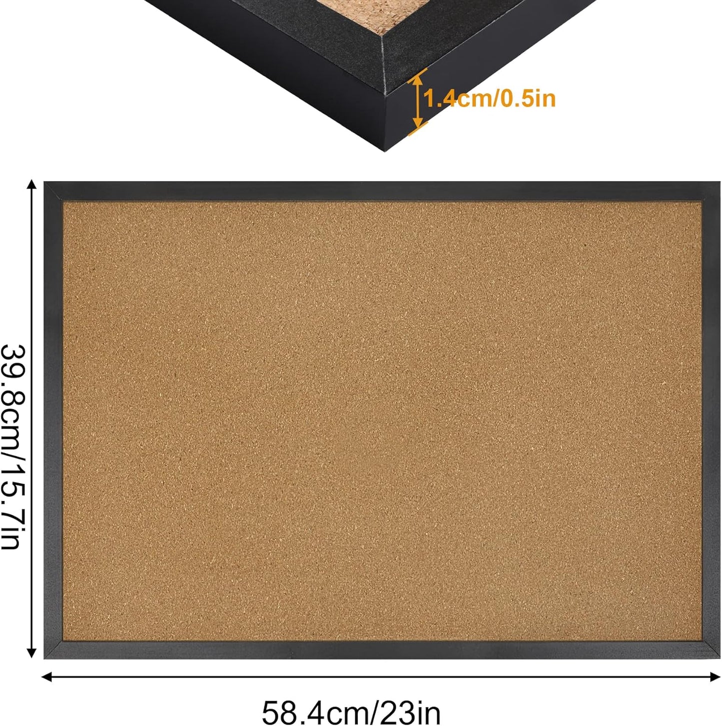 FEBSNOW Cork Board Bulletin Board 15.7 x 12 Inches with Rectangle White Frame Hanging Pin for Office Home Message Board or Vision Board Decoration