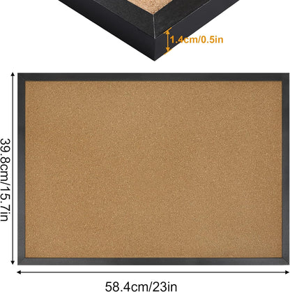 FEBSNOW Cork Board Bulletin Board 15.7 x 12 Inches with Rectangle White Frame Hanging Pin for Office Home Message Board or Vision Board Decoration