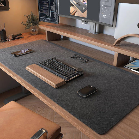 DAWNTREES Large Felt Desk Mat, 40''x16'' Full Keyboard and Mouse Pad for Office and Home, Computer Desk Mat for Desktop, Non-Slip Felt Desk Pad Protector