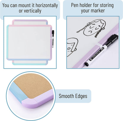 Mr. Pen- Dry Erase Board, 14” x 11” with a Black Dry Erase Marker, White Frame, Small Mini White Board for Students, Fridge, Wall, Locker, Includes Double Sided Tapes