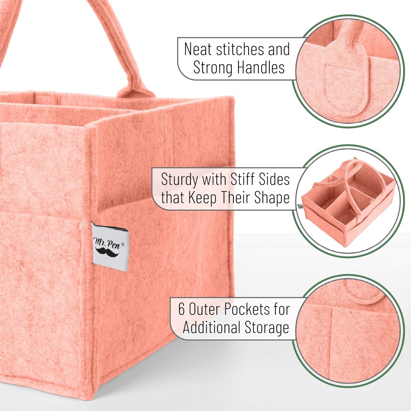 Mr. Pen- Baby Diaper Caddy Organizer, Gray, Medium, Nursery Storage Bin and Car Organizer for Diapers and Baby Wipes