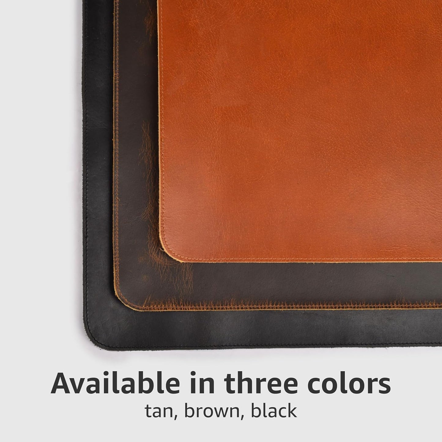 LEATHER VILLAGE Real Leather Desk Pad (3mm) Thick Double Layer Desk Mat Cover Blotter Large Full Grain Protector for Keyboard, Mouse & Laptop – Office Table Mat & Desktop Accessories–(32''x16'')-Tan
